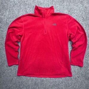 The‎ North Face Mens Fleece Pullover Red Logo Quarter Zip L/G Polartec Classic